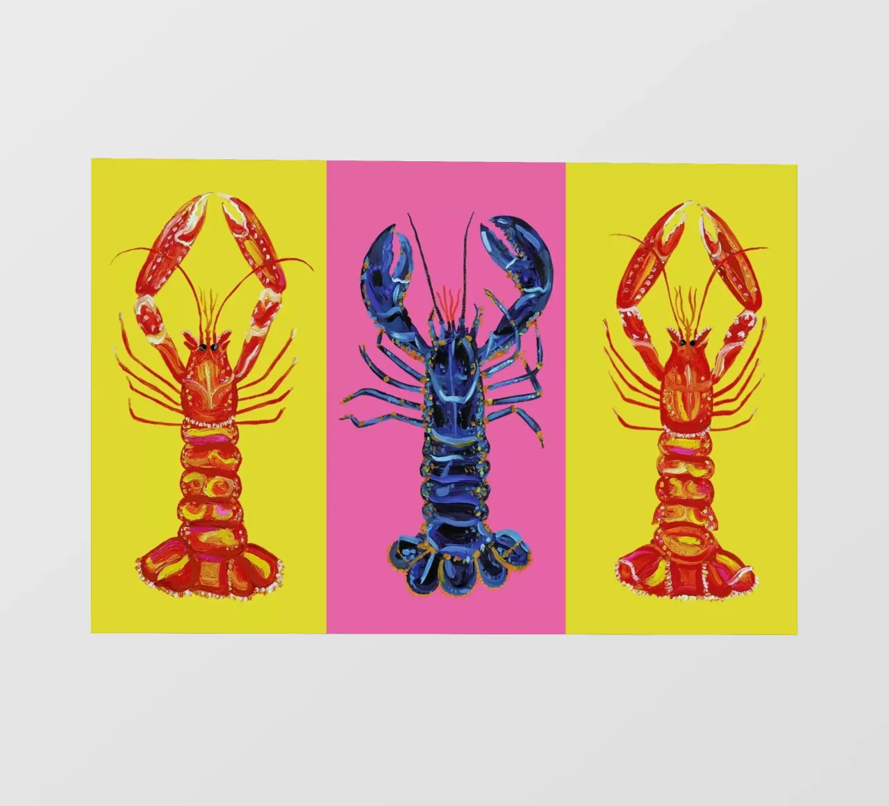 Lobster Raspberry Yellow Pop Art pellicola backlit da Alice Straker