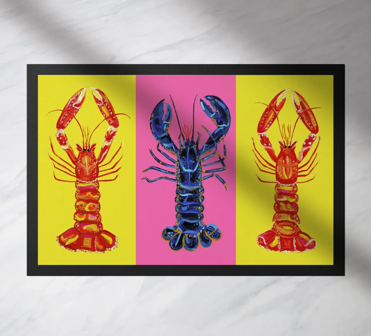 Lobster Raspberry Yellow Pop Art zerbino da Alice Straker
