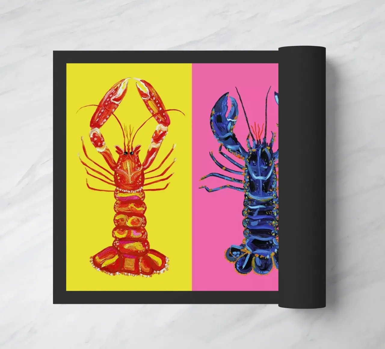 Lobster Raspberry Yellow Pop Art zerbino da Alice Straker