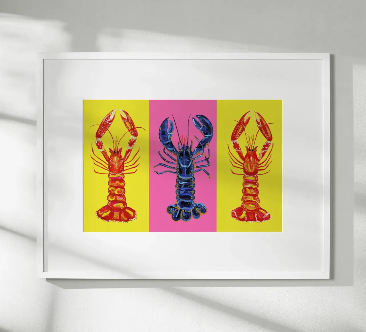 Lobster Raspberry Yellow Pop Art carta hahnemühle da Alice Straker