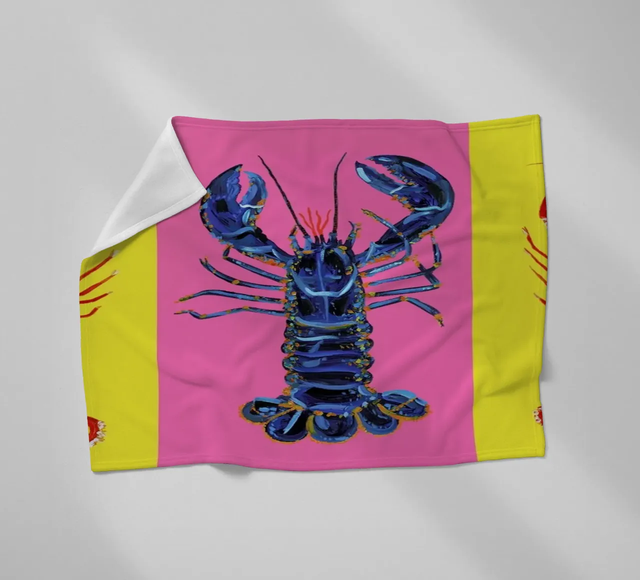 Lobster Raspberry Yellow Pop Art coperta in pile da Alice Straker