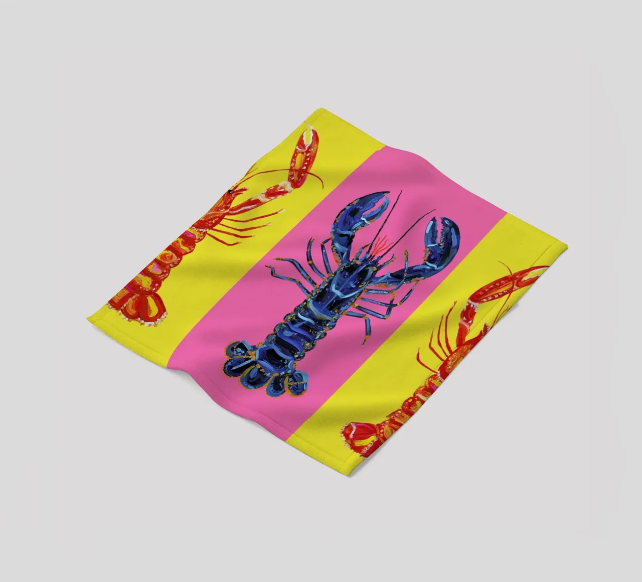 Lobster Raspberry Yellow Pop Art coperta in pile da Alice Straker