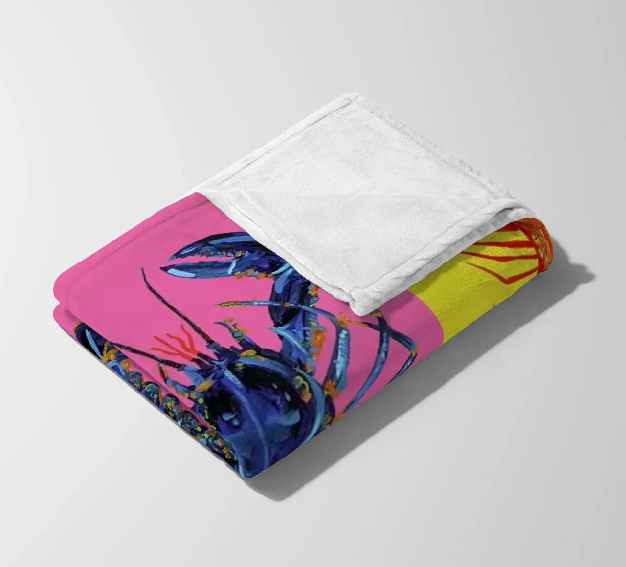 Lobster Raspberry Yellow Pop Art coperta in pile da Alice Straker