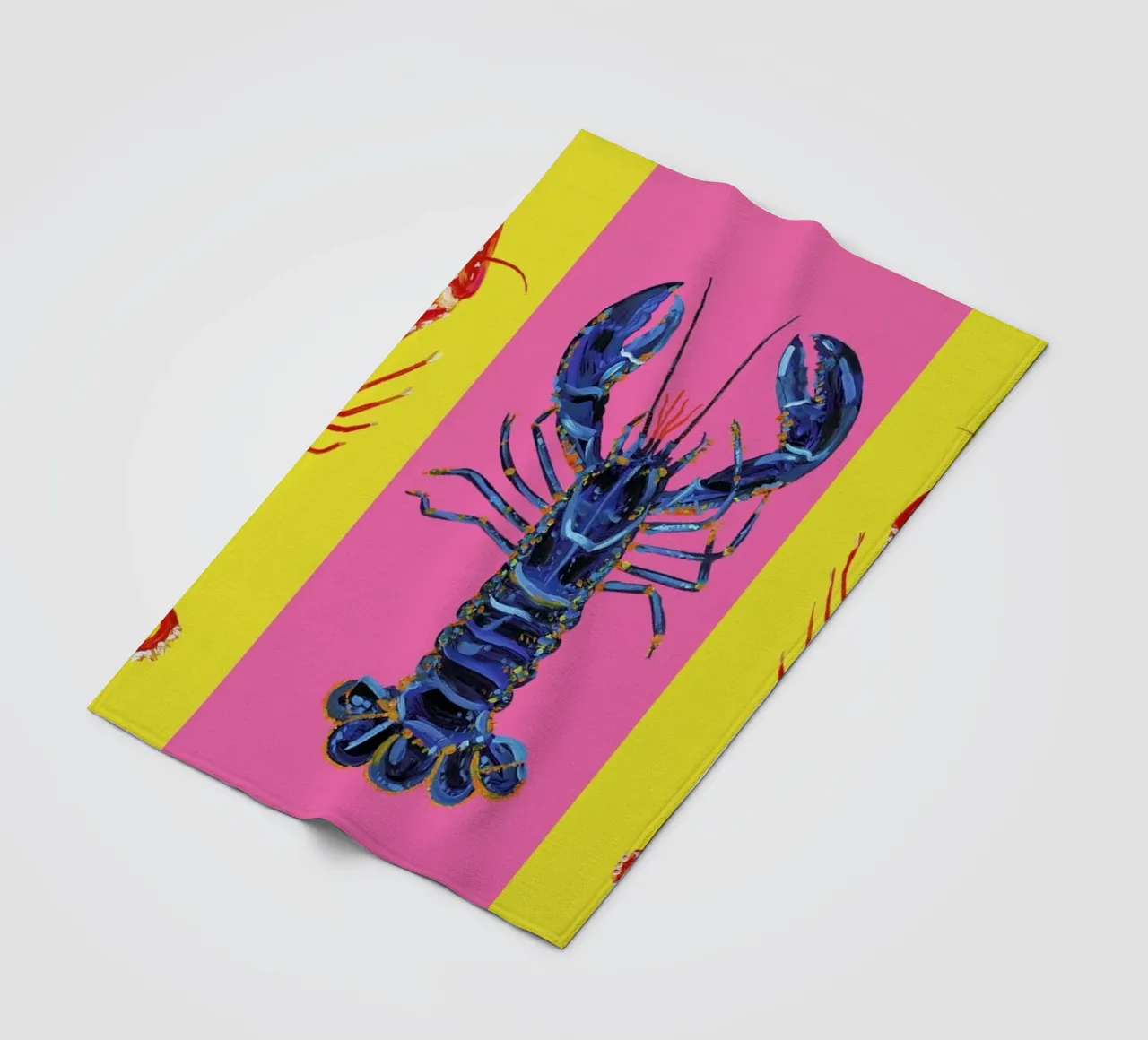 Lobster Raspberry Yellow Pop Art coperta in pile da Alice Straker