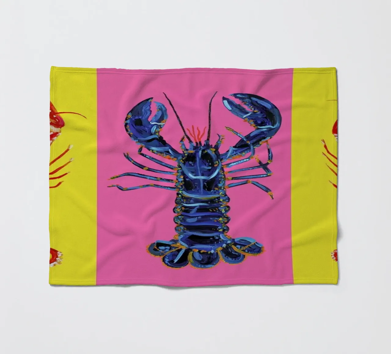 Lobster Raspberry Yellow Pop Art coperta in pile da Alice Straker