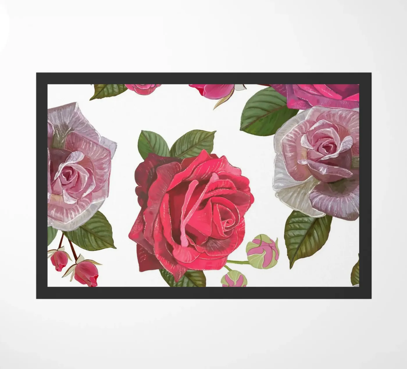 Hand drawn roses pattern doormat by gulsengunel