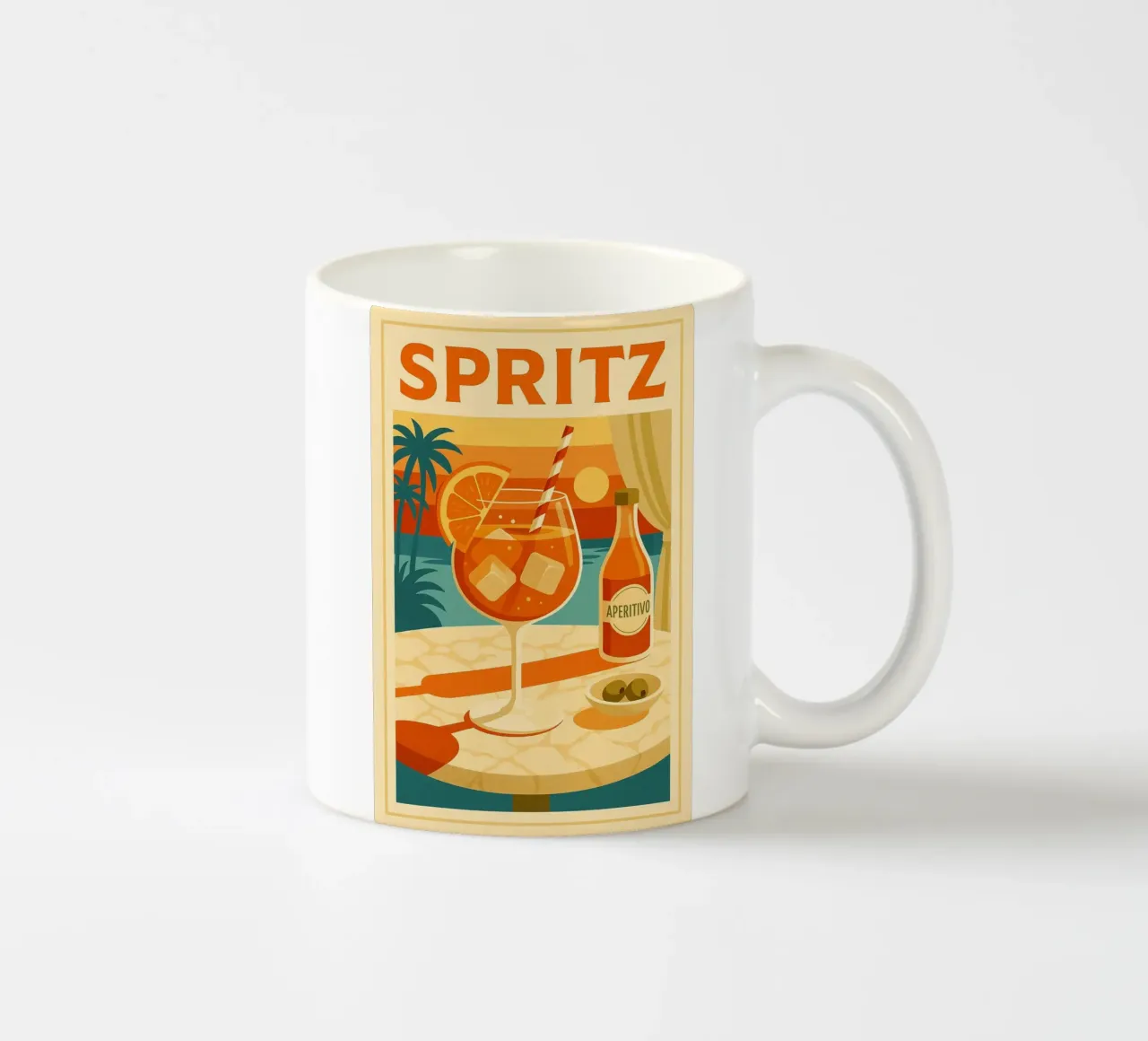 SPRITZ - Tramonto in un bicchiere tazza in ceramica da Boissons - Affiches & posters - Retro