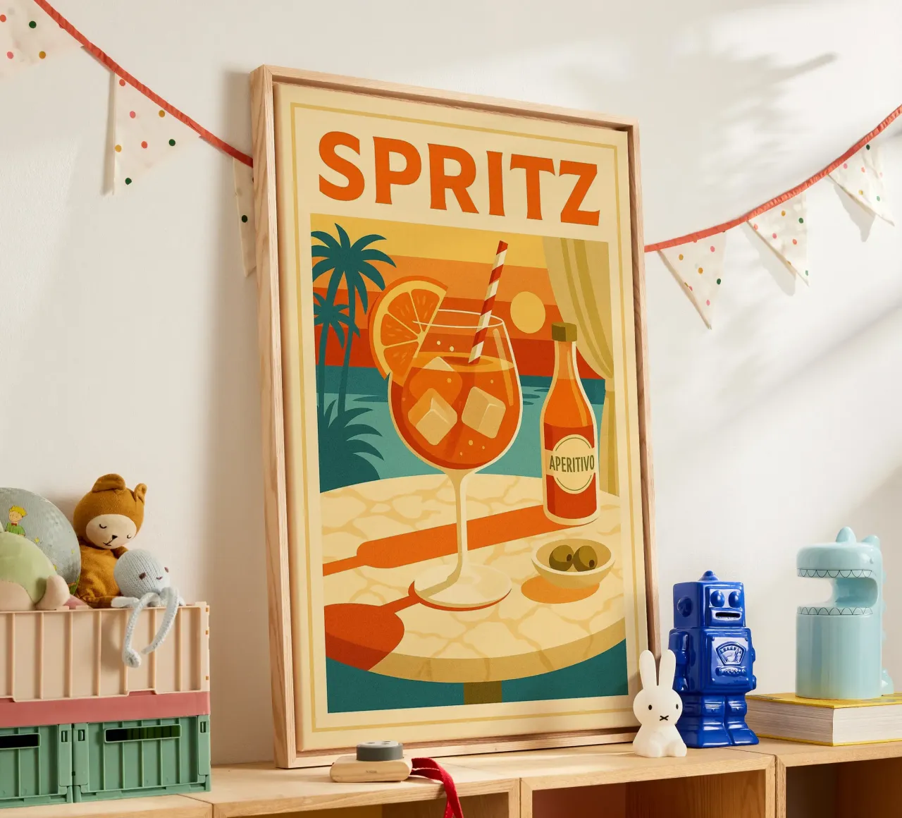 SPRITZ - Tramonto in un bicchiere tela con Cornice a cassetta da Boissons - Affiches & posters - Retro