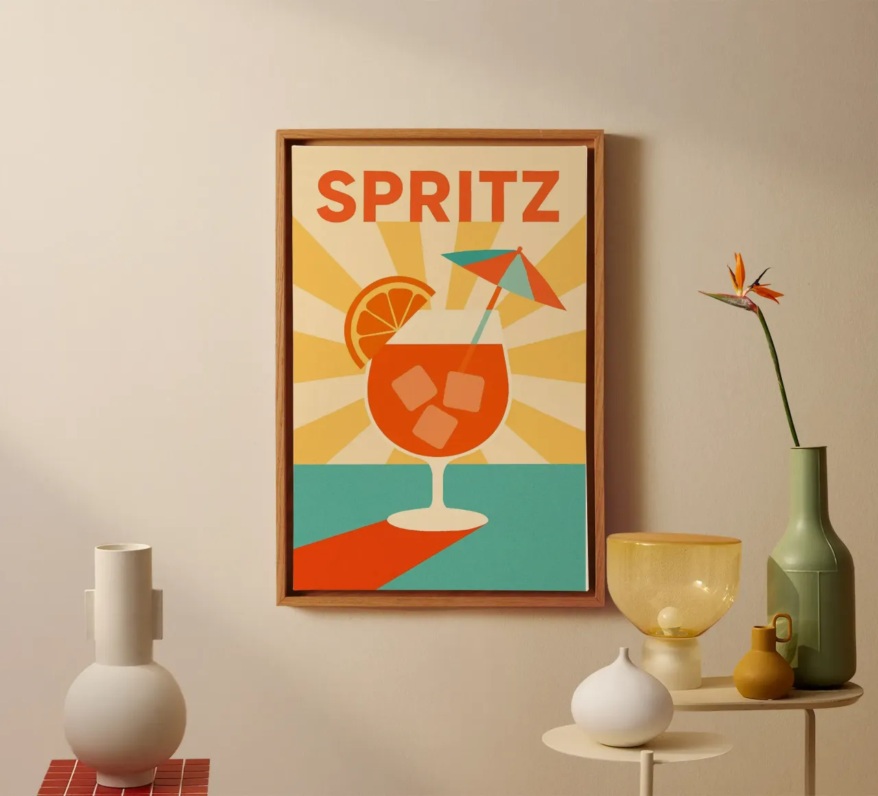 SPRITZ - A pop aperitif in the spotlight canvas with Floater frame by Boissons - Affiches & posters - Retro