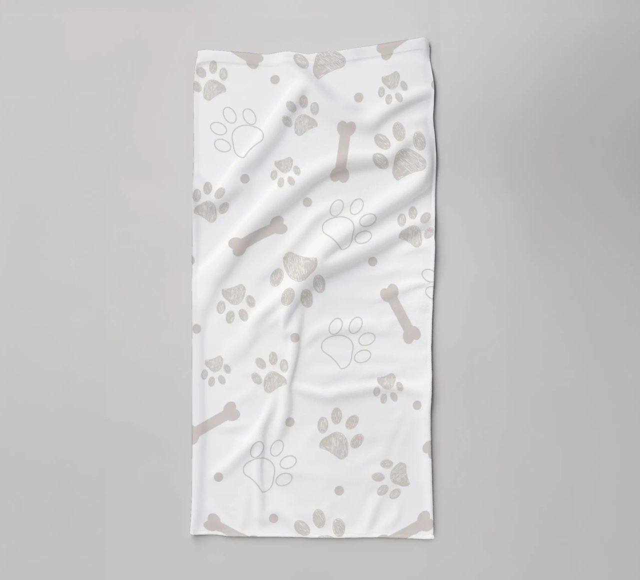 Grey paw and bones pattern towel by gulsengunel