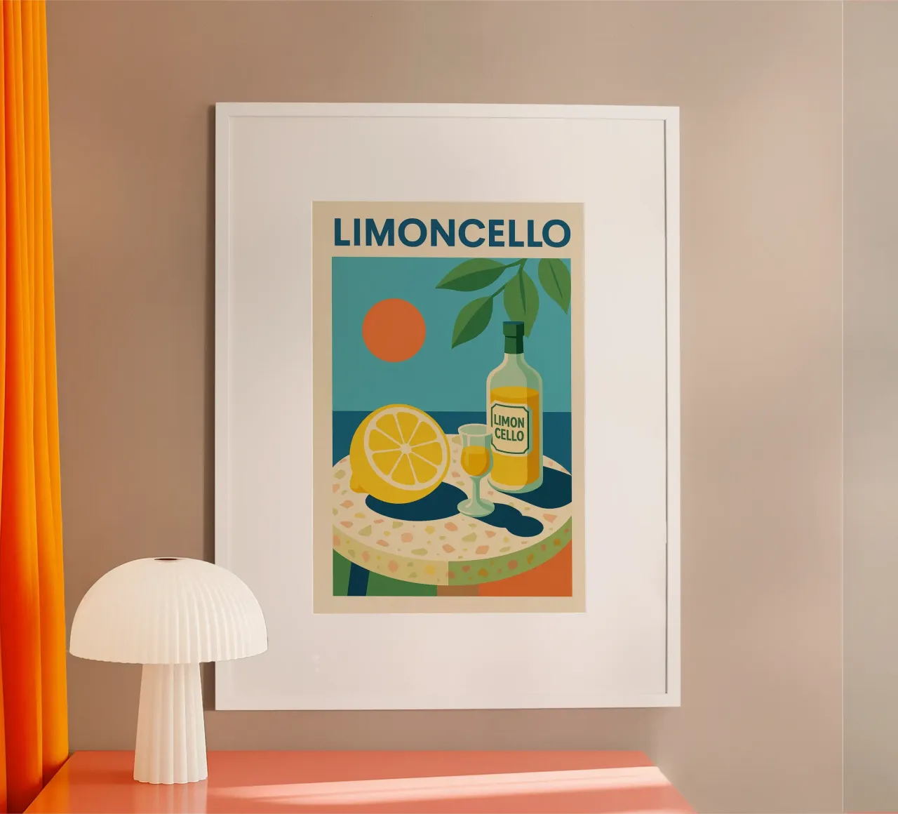 LIMONCELLO - Sole liquido su poster poster con telaio in plastica da Boissons - Affiches & posters - Retro