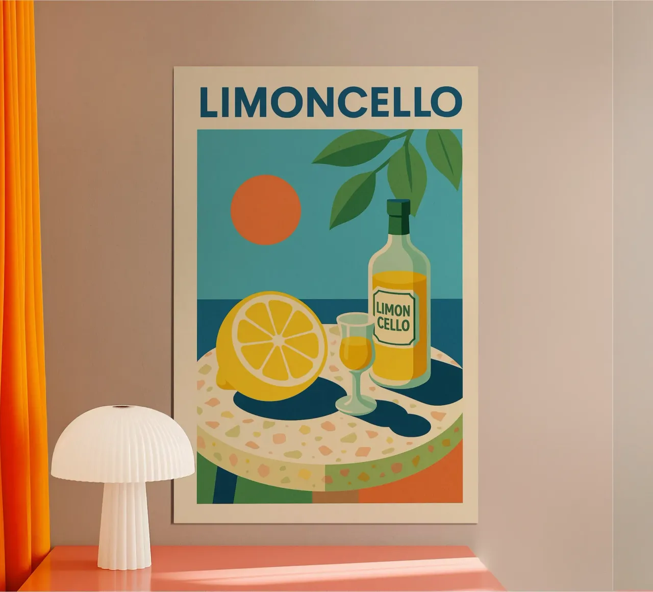 LIMONCELLO - Sole liquido su poster poster con telaio in plastica da Boissons - Affiches & posters - Retro
