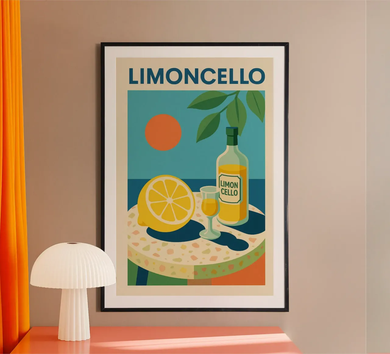 LIMONCELLO - Sole liquido su poster poster con telaio in plastica da Boissons - Affiches & posters - Retro