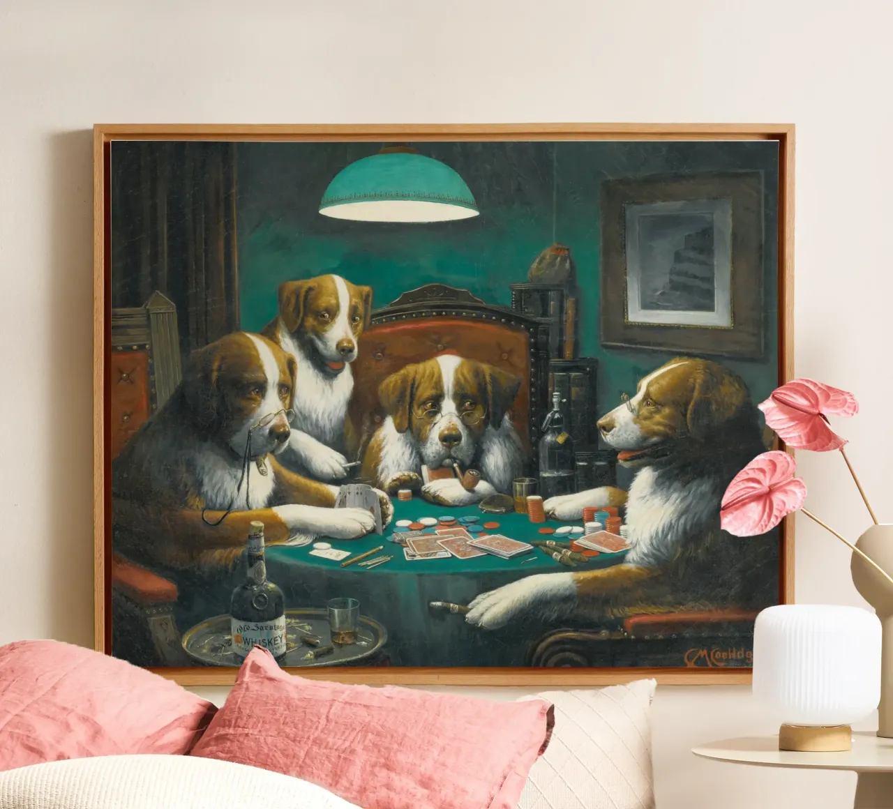 Poker Game by Cassius Marcellus Coolidge canvas with Floater frame by Venus Art