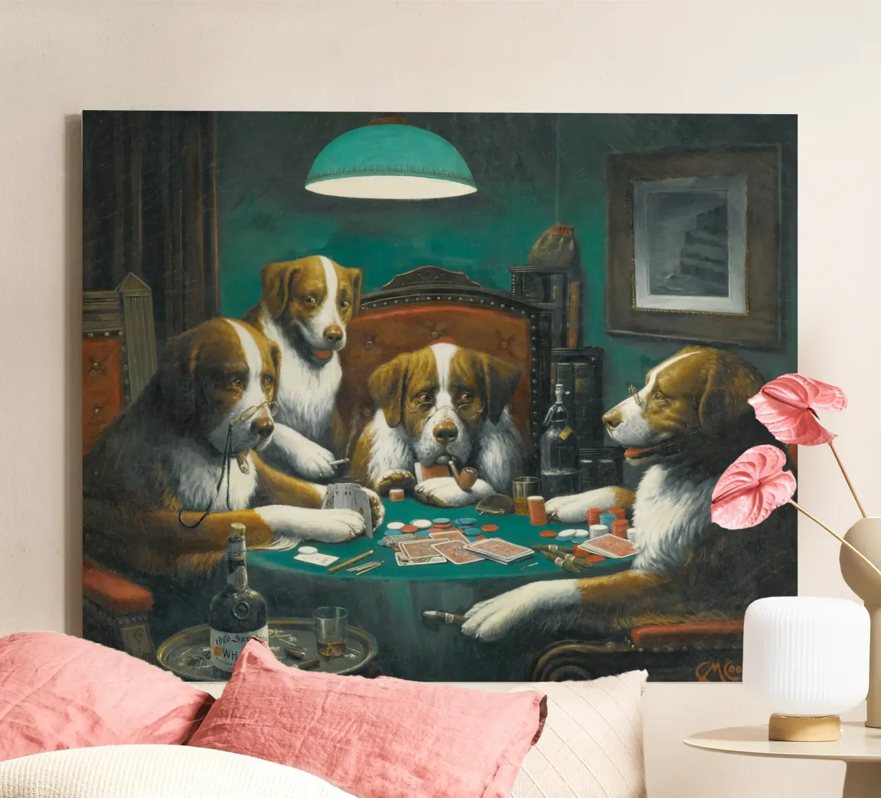 Poker Game by Cassius Marcellus Coolidge canvas with Floater frame by Venus Art