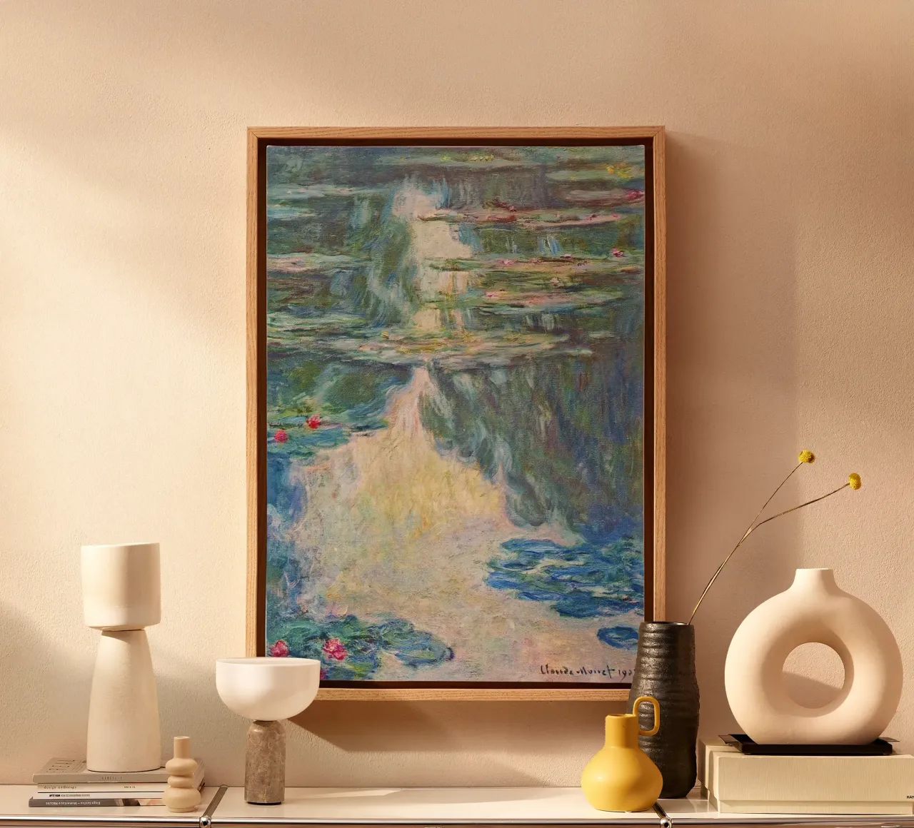 Le ninfee di Claude Monet tela con Cornice a cassetta da Monet Art Prints