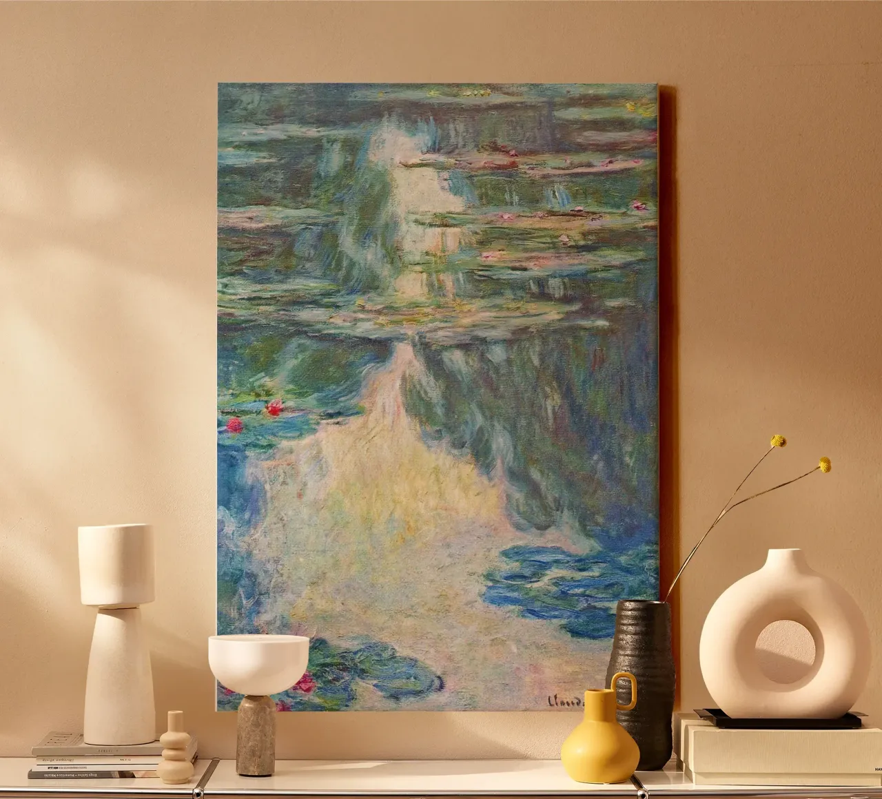Le ninfee di Claude Monet tela con Cornice a cassetta da Monet Art Prints