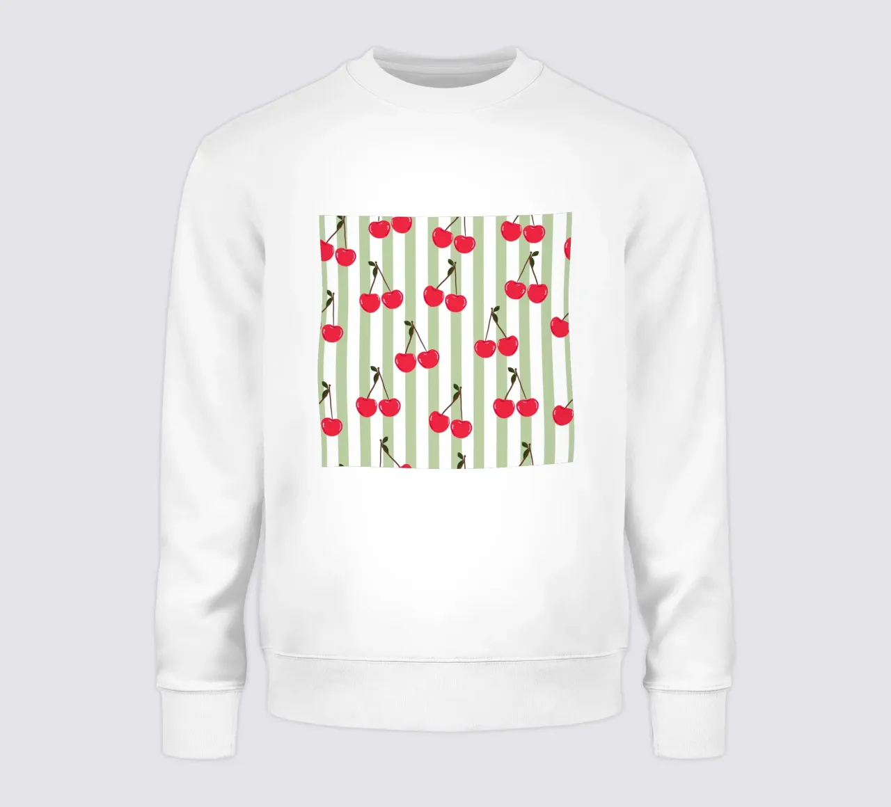 Cerezas con rayas verdes y blancas sudadera de gulsengunel