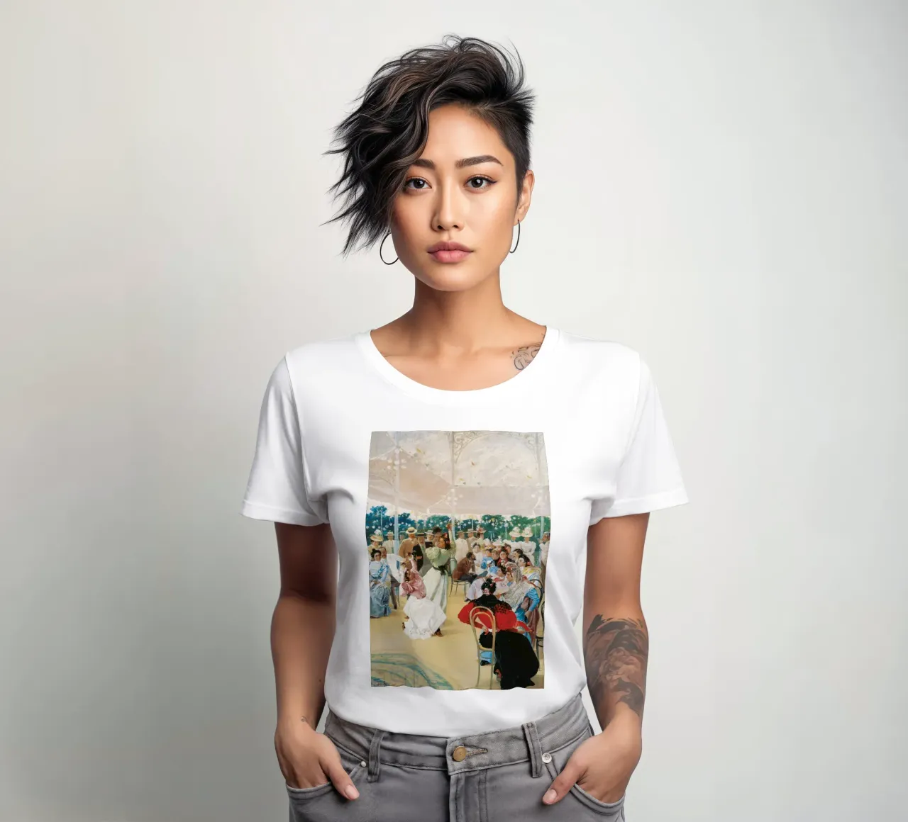Cordoba Fair by Julio Romero de Torres women's fitted t-shirt by Venus Art