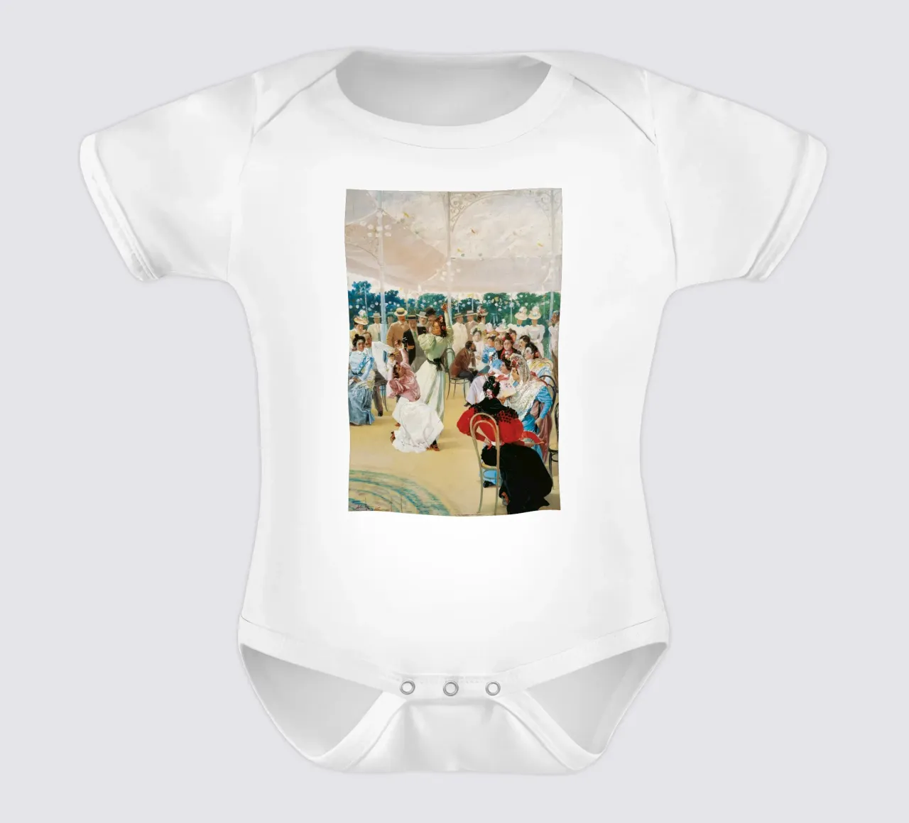 Cordoba Fair by Julio Romero de Torres short-sleeve baby romper by Venus Art