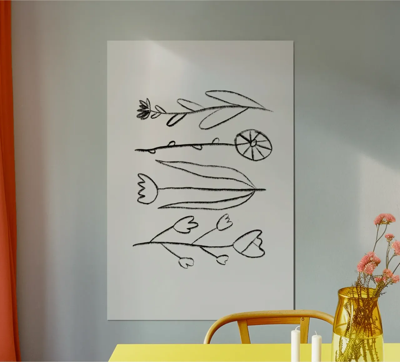 Dried Flowers poster con telaio in alluminio da Pure