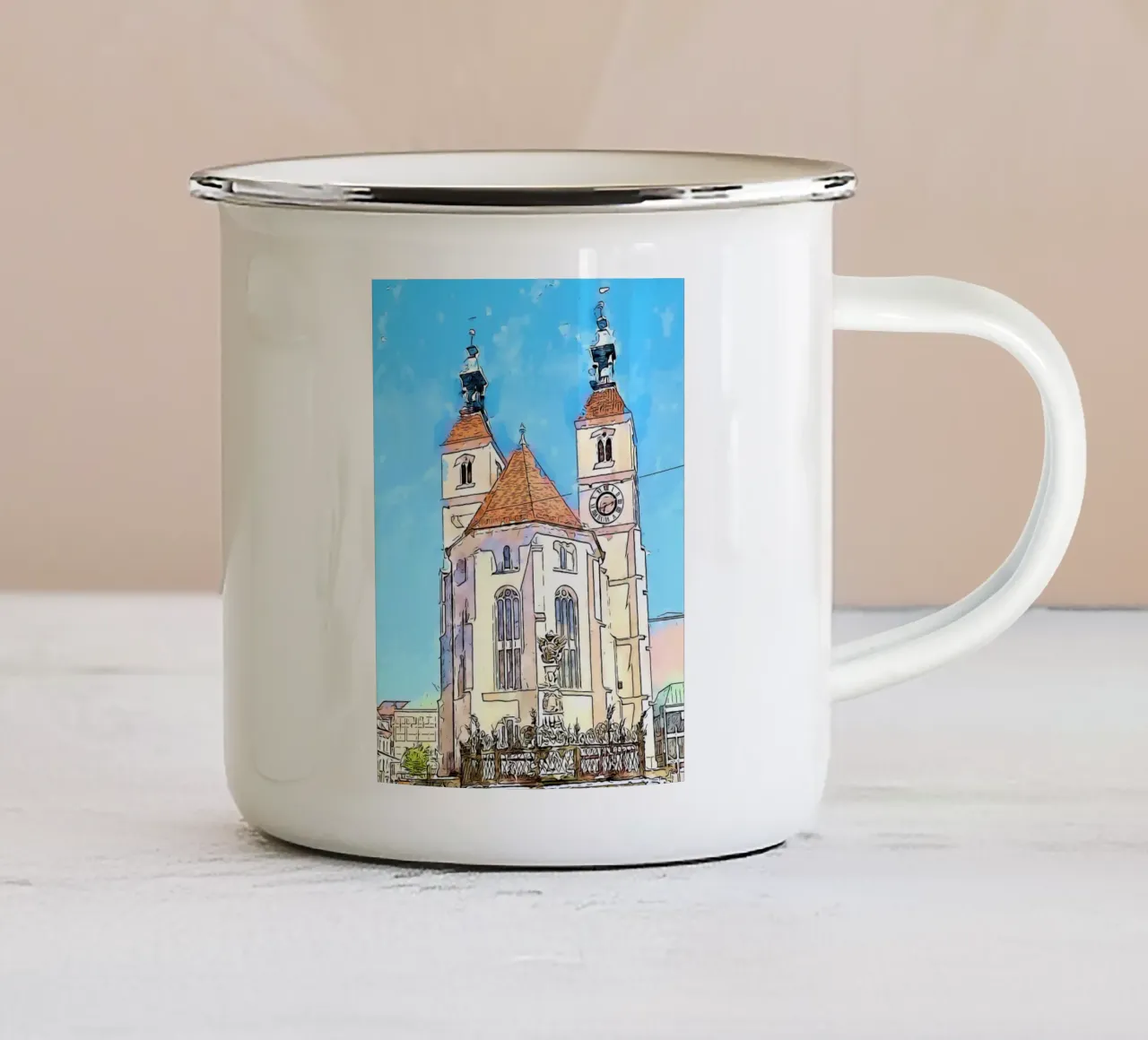 Regensburg, motif 3 enamel mug by ZAMART