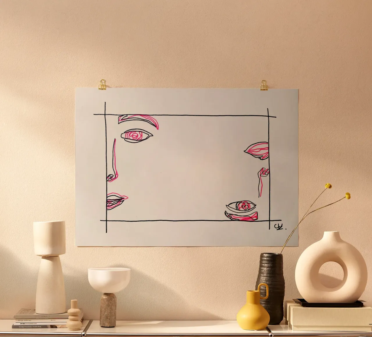 Backwards poster with plastic frame by Cohe studio