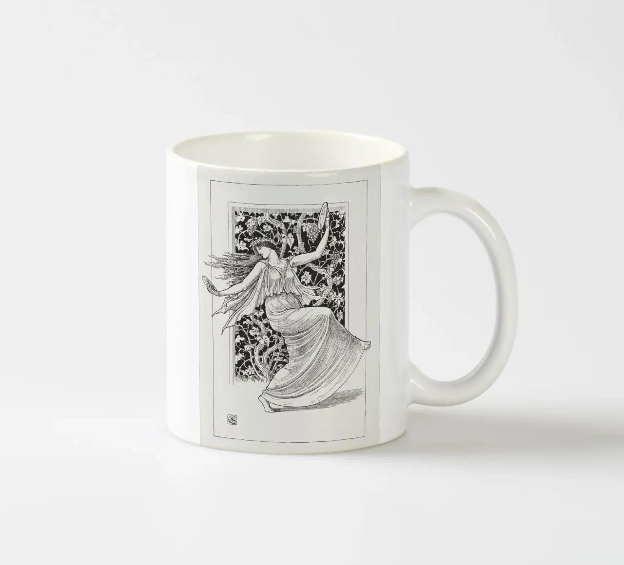 "Ninfa danzante (Nymphe Danseuse)" cattura la grazia e la movenza tazza in ceramica da Venus Art
