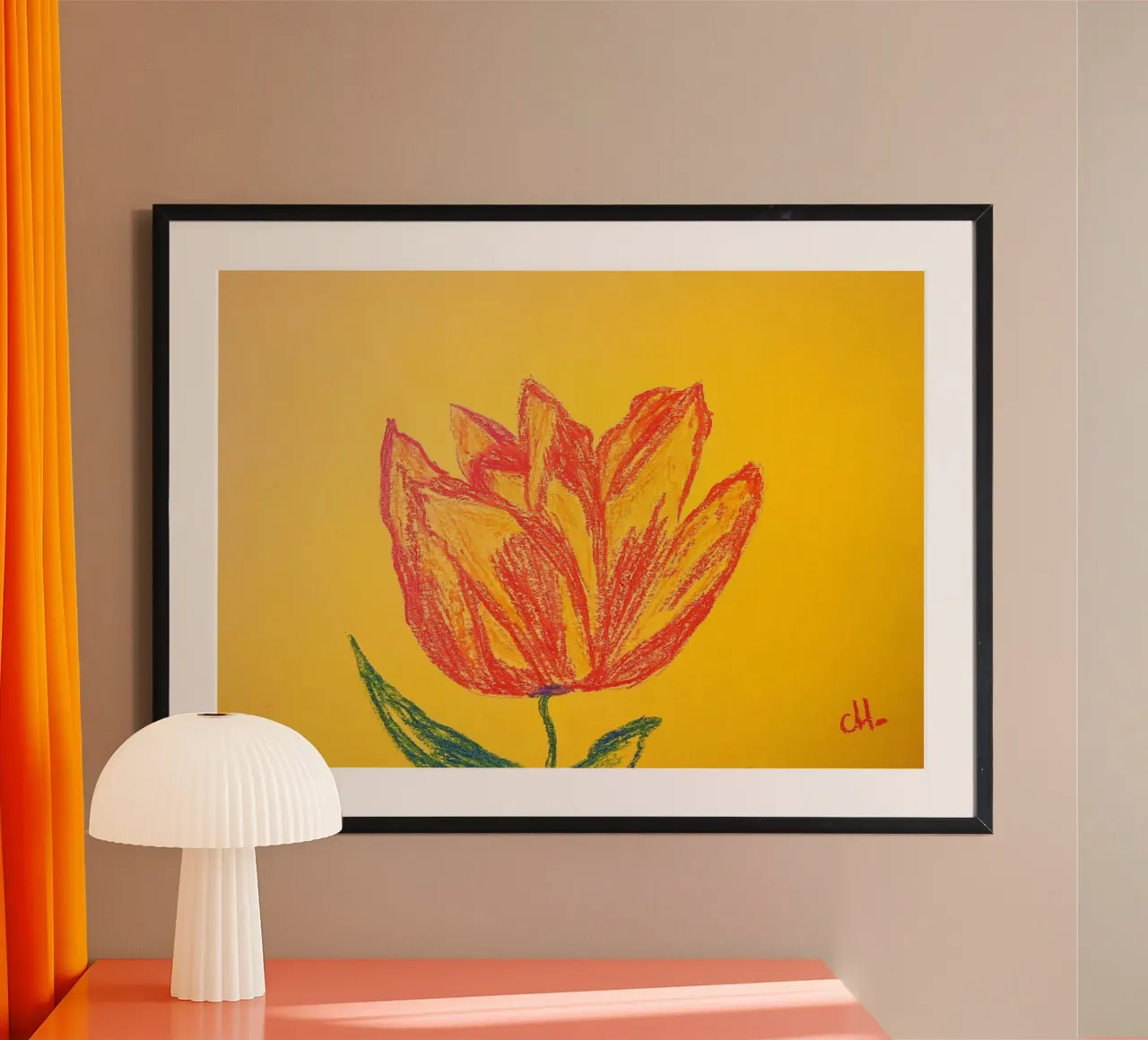 Fiore al sole poster con telaio in legno da Cohe studio