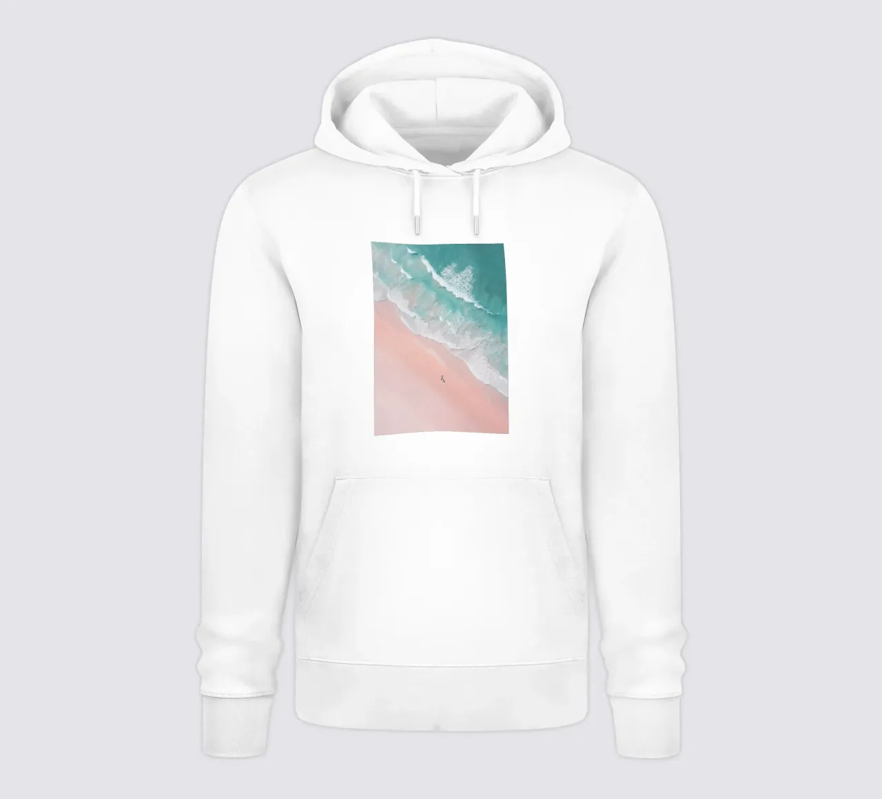 Mint Tide & Pink Horizon - Dreamy Aerial Beach Poster felpa con cappuccio da Vela Luna