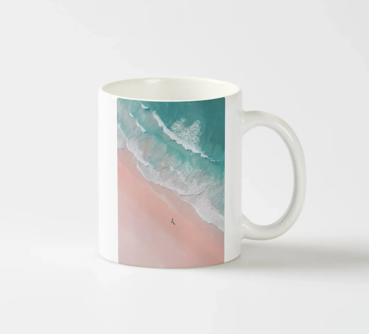 Mint Tide & Pink Horizon - Dreamy Aerial Beach Poster tazza in ceramica da Vela Luna