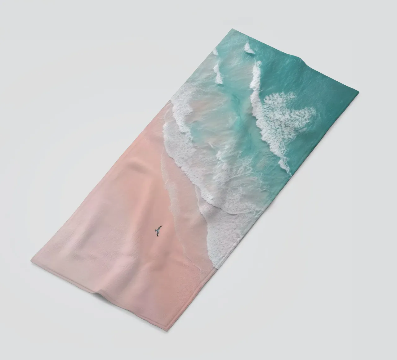 Mint Tide & Pink Horizon - Dreamy Aerial Beach Poster telo mare da Vela Luna