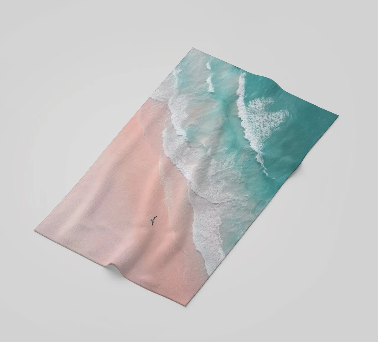 Mint Tide & Pink Horizon - Dreamy Aerial Beach Poster telo mare da Vela Luna