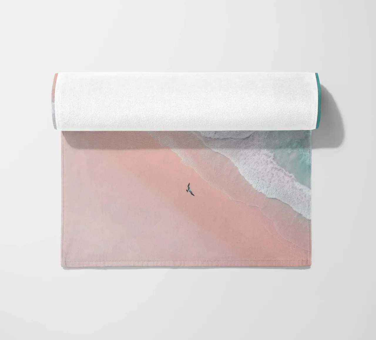 Mint Tide & Pink Horizon - Dreamy Aerial Beach Poster telo mare da Vela Luna