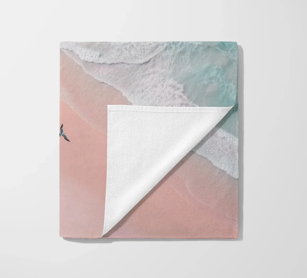 Mint Tide & Pink Horizon - Dreamy Aerial Beach Poster telo mare da Vela Luna