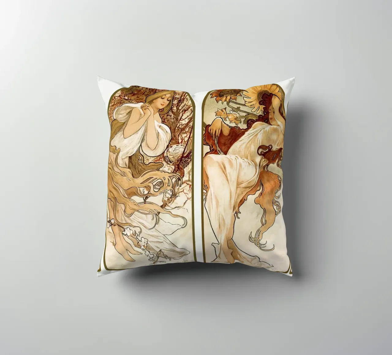 "Le stagioni" (1897) di Alphonse Mucha i cuscino da Art History