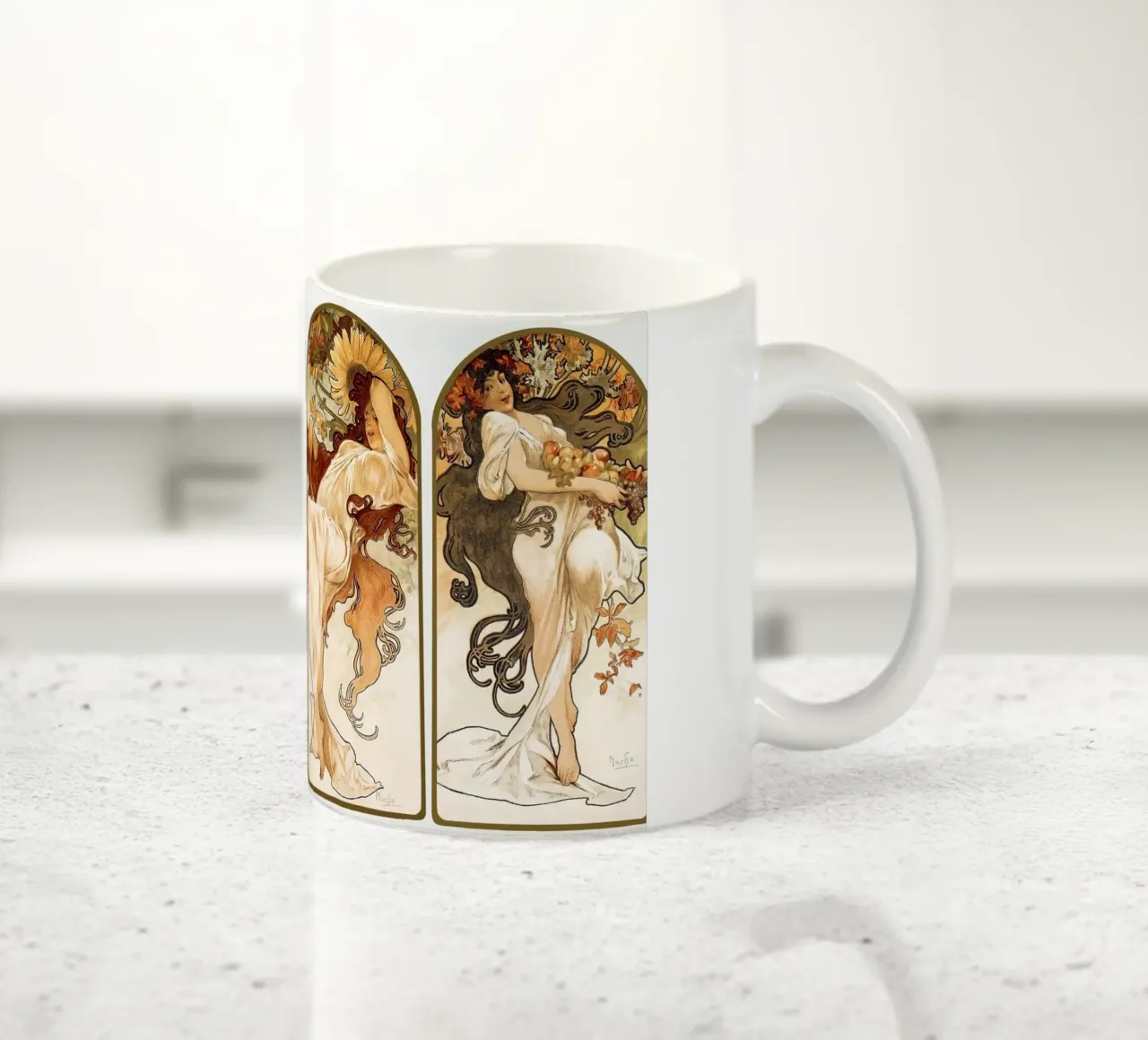 "Le stagioni" (1897) di Alphonse Mucha i tazza in ceramica da Art History