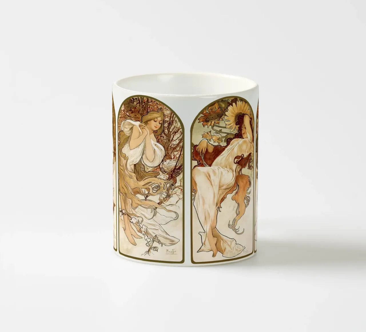 "Le stagioni" (1897) di Alphonse Mucha i tazza in ceramica da Art History