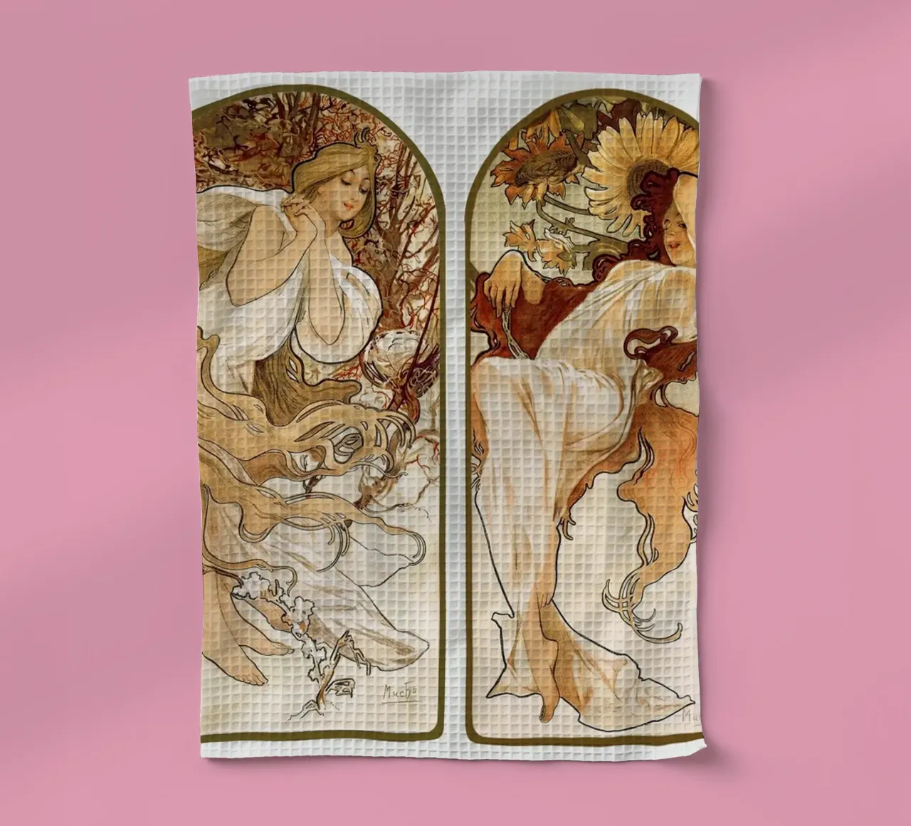 "Les Saisons" (1897) d'Alphonse Mucha i torchon de Art History