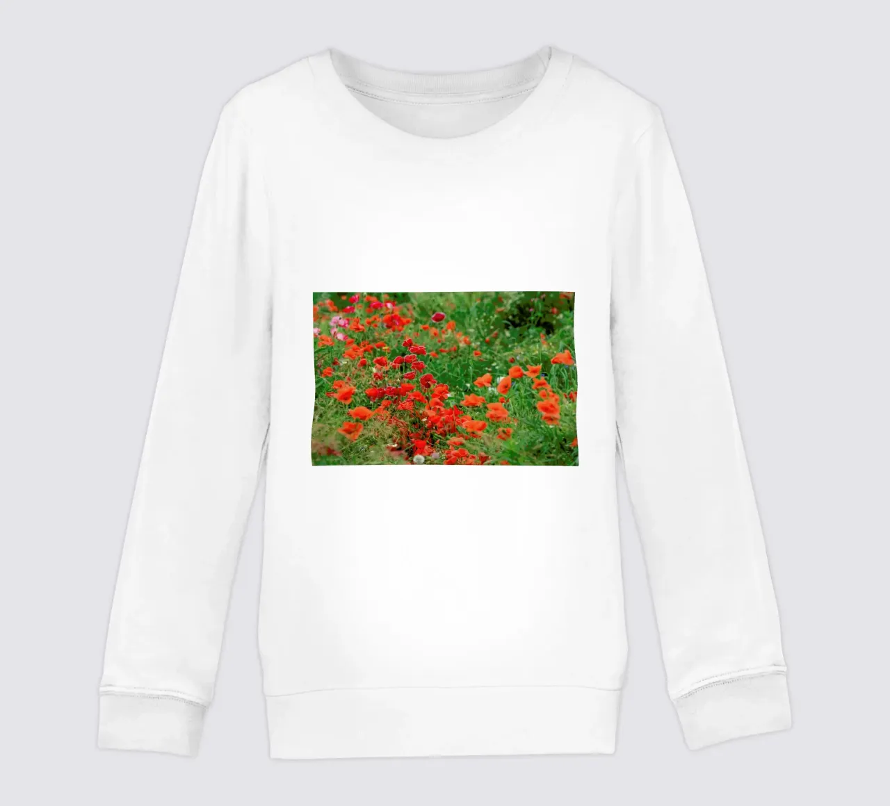 Wild Red Poppy Field felpa bambino da Curious Collections by Marielle Leenders