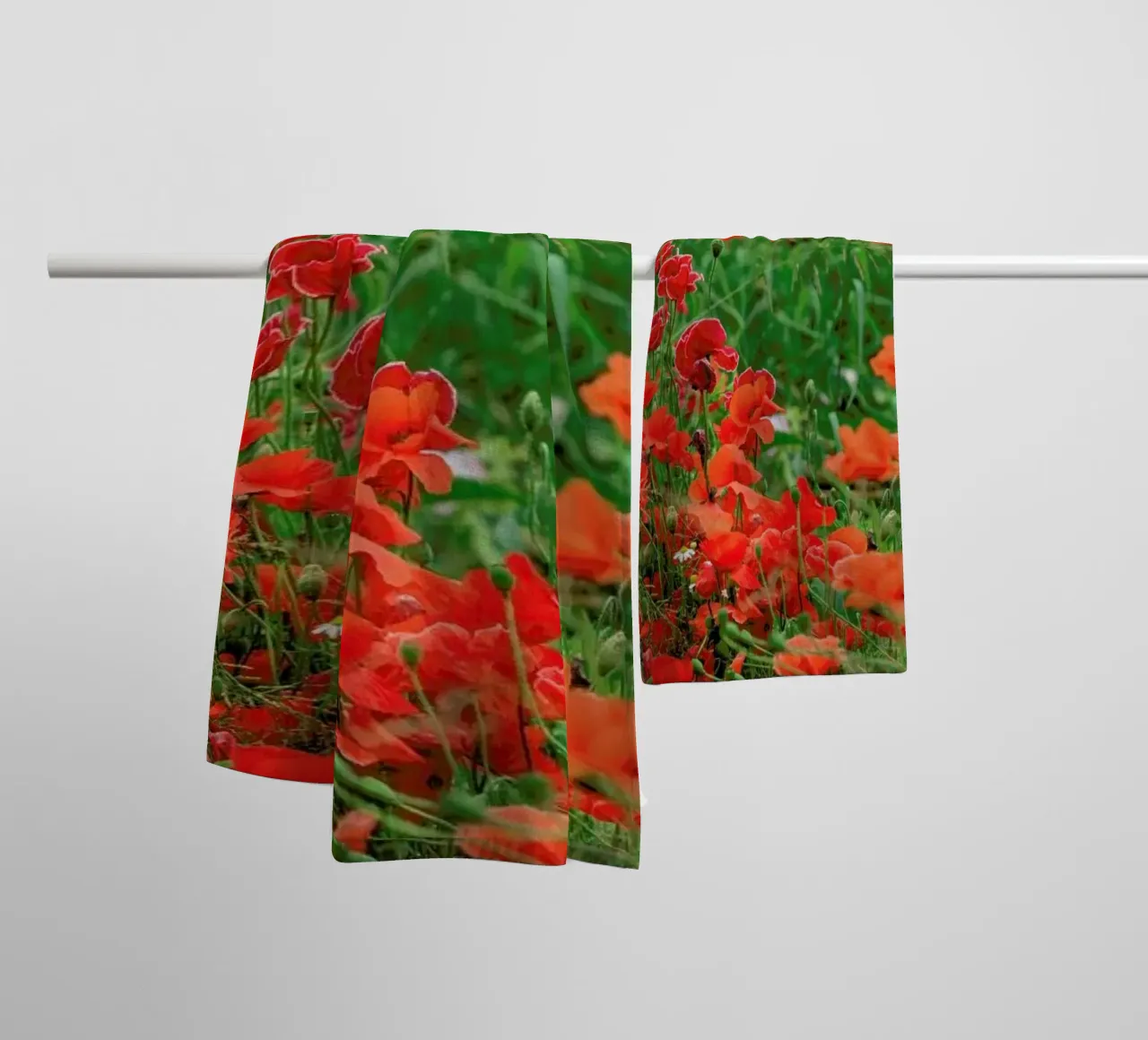 Wild Red Poppy Field towel by Curious Collections by Marielle Leenders