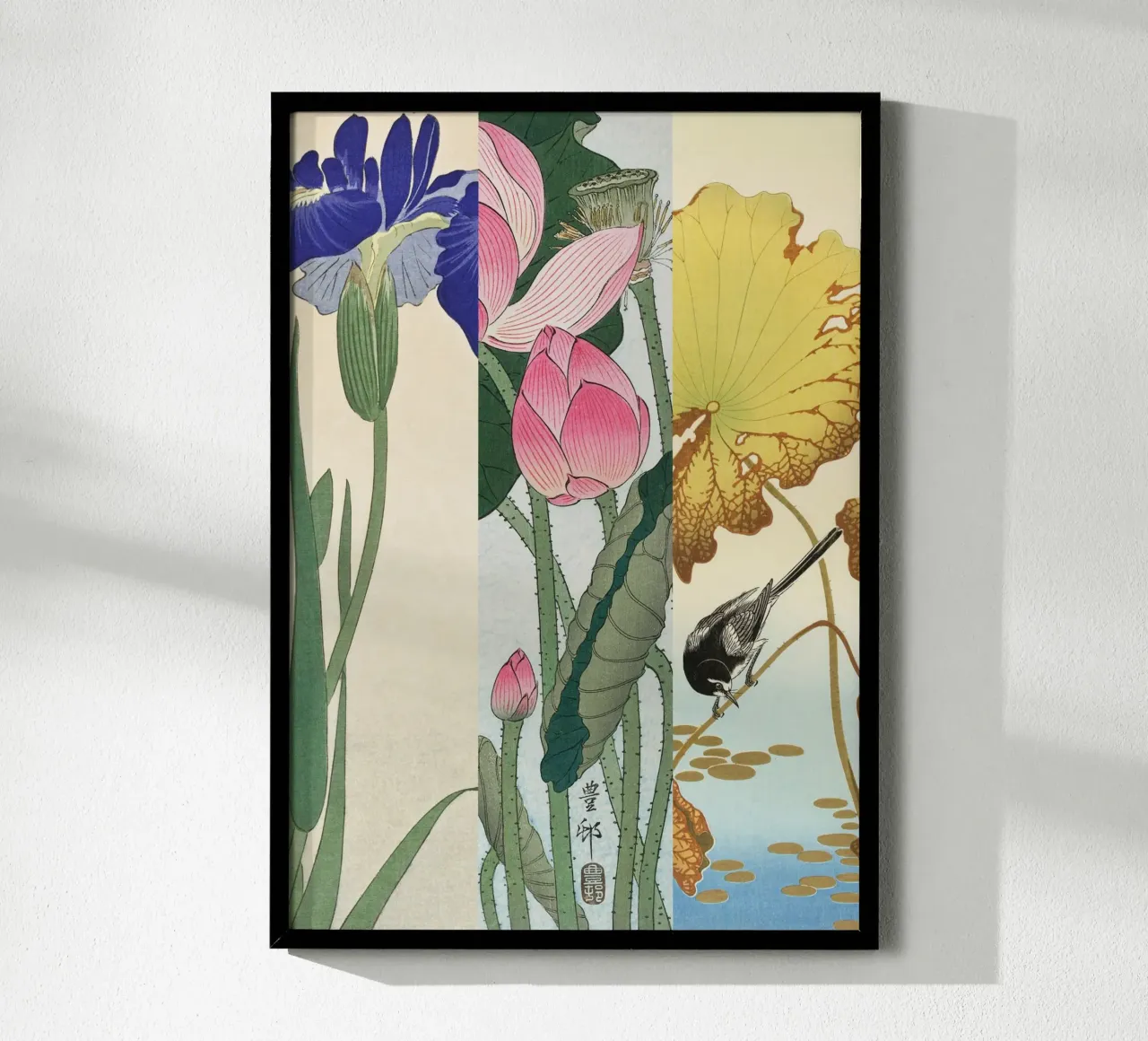 Petals & Plumage | Press Play Art Print Collage poster with plastic frame by Press Play Art Prints