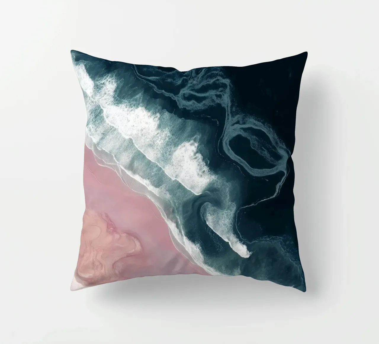 Dark Currents & Pink Sands - Abstract Aerial Ocean Print cuscino da Vela Luna