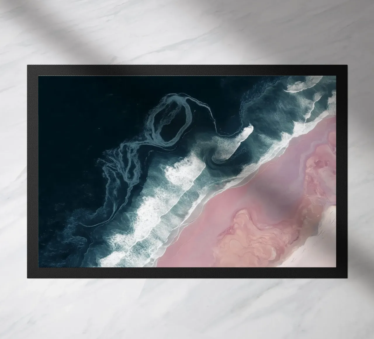 Dark Currents & Pink Sands - Abstract Aerial Ocean Print zerbino da Vela Luna