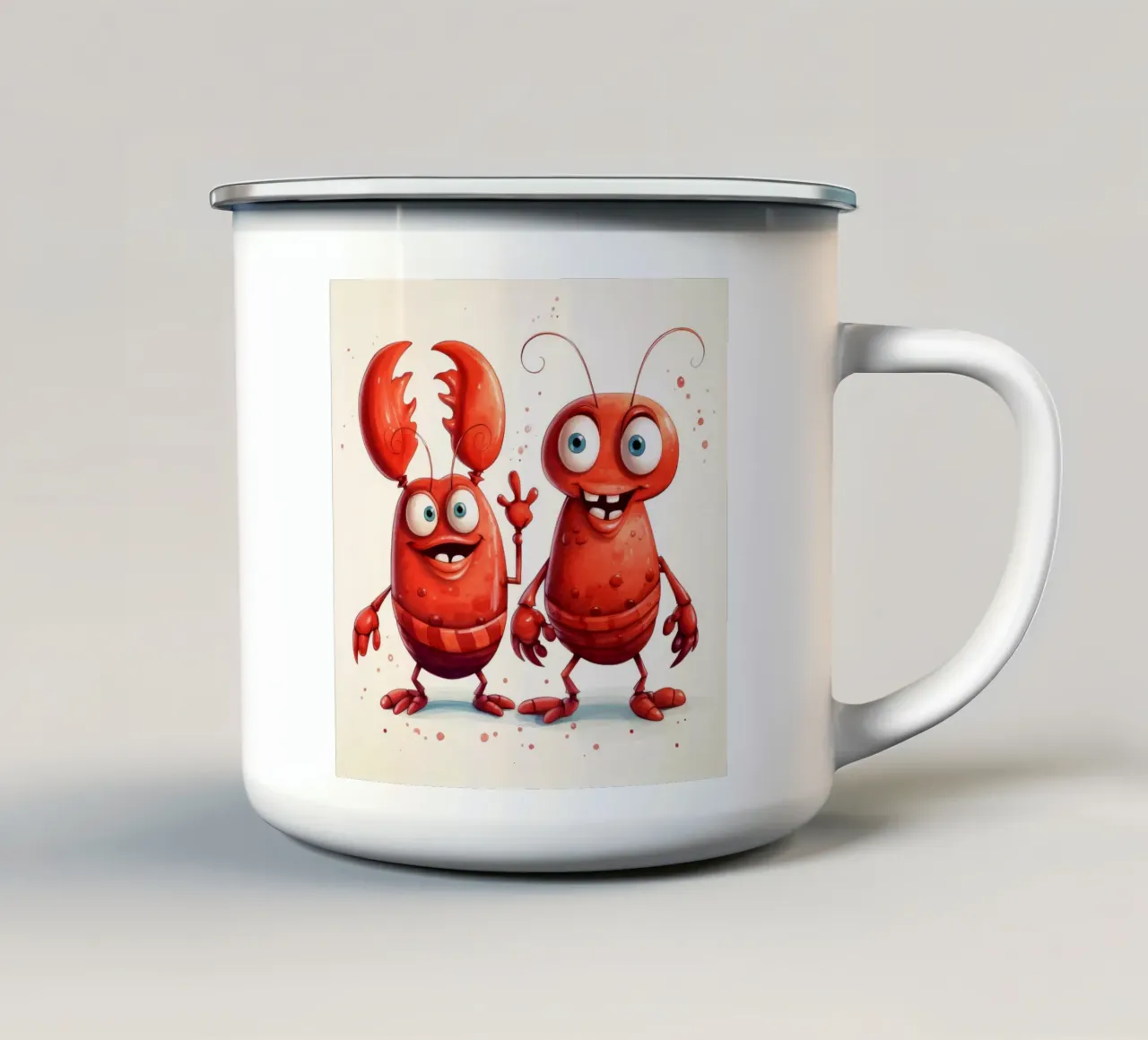 Duo di aragoste retrò tazza in smalto da Funny Animals