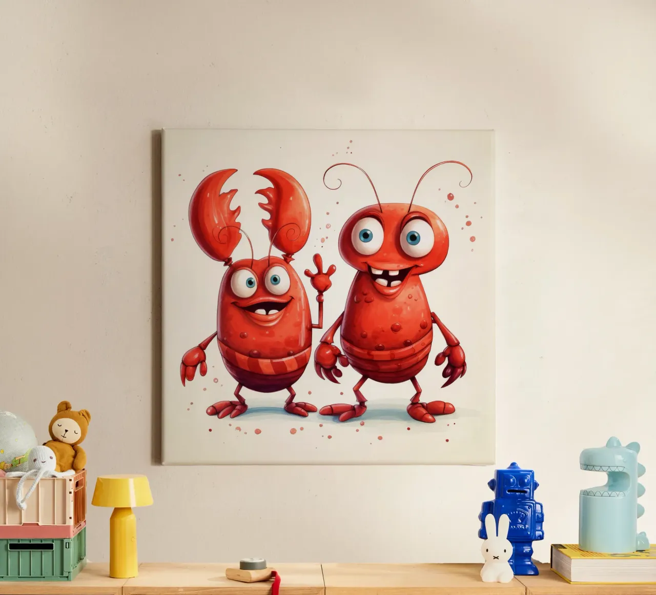 Dúo Retro Langosta lienzo de Funny Animals