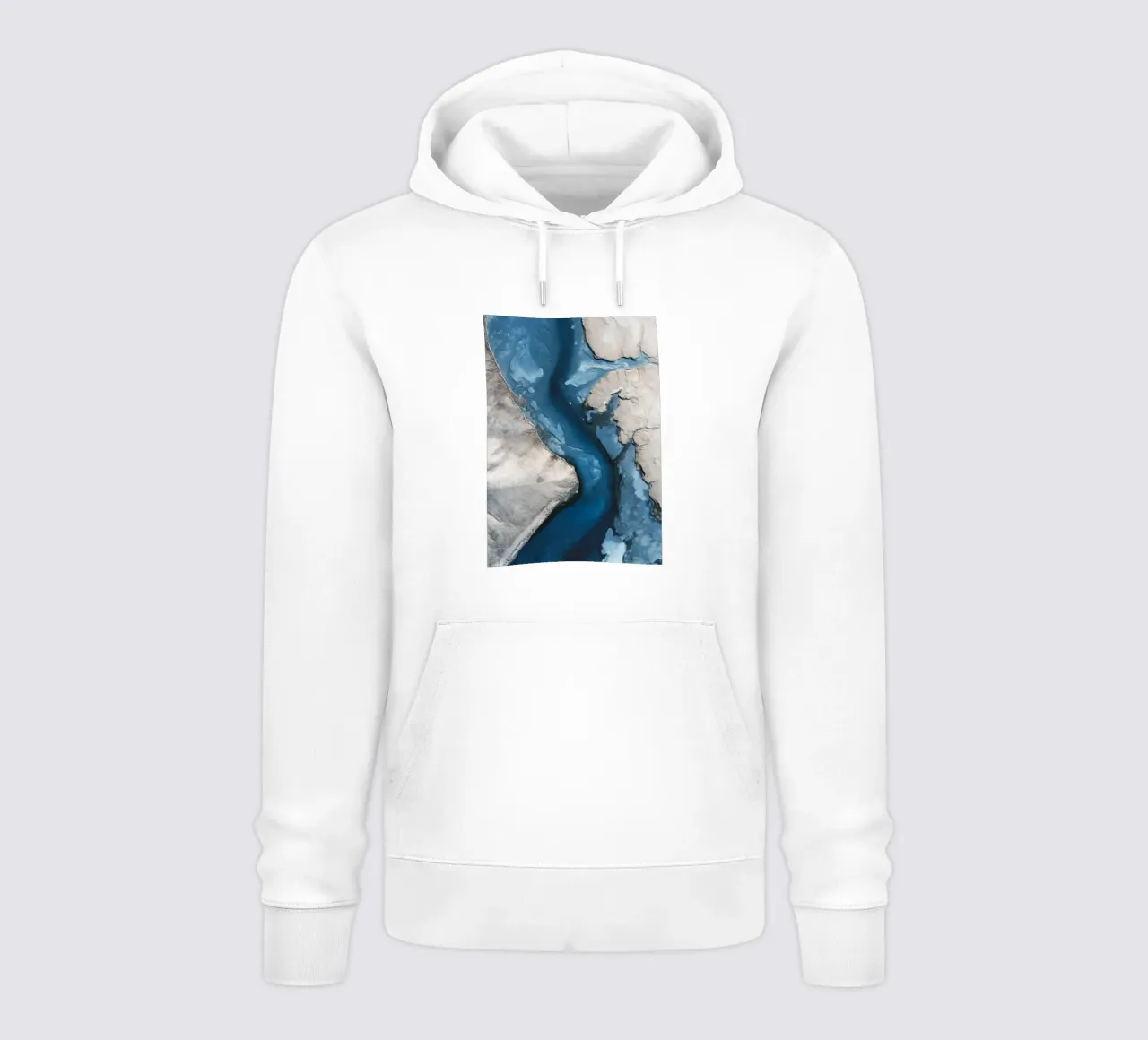 Glacial Path - Abstract Blue River Aerial Landscape Poster felpa con cappuccio da Vela Luna