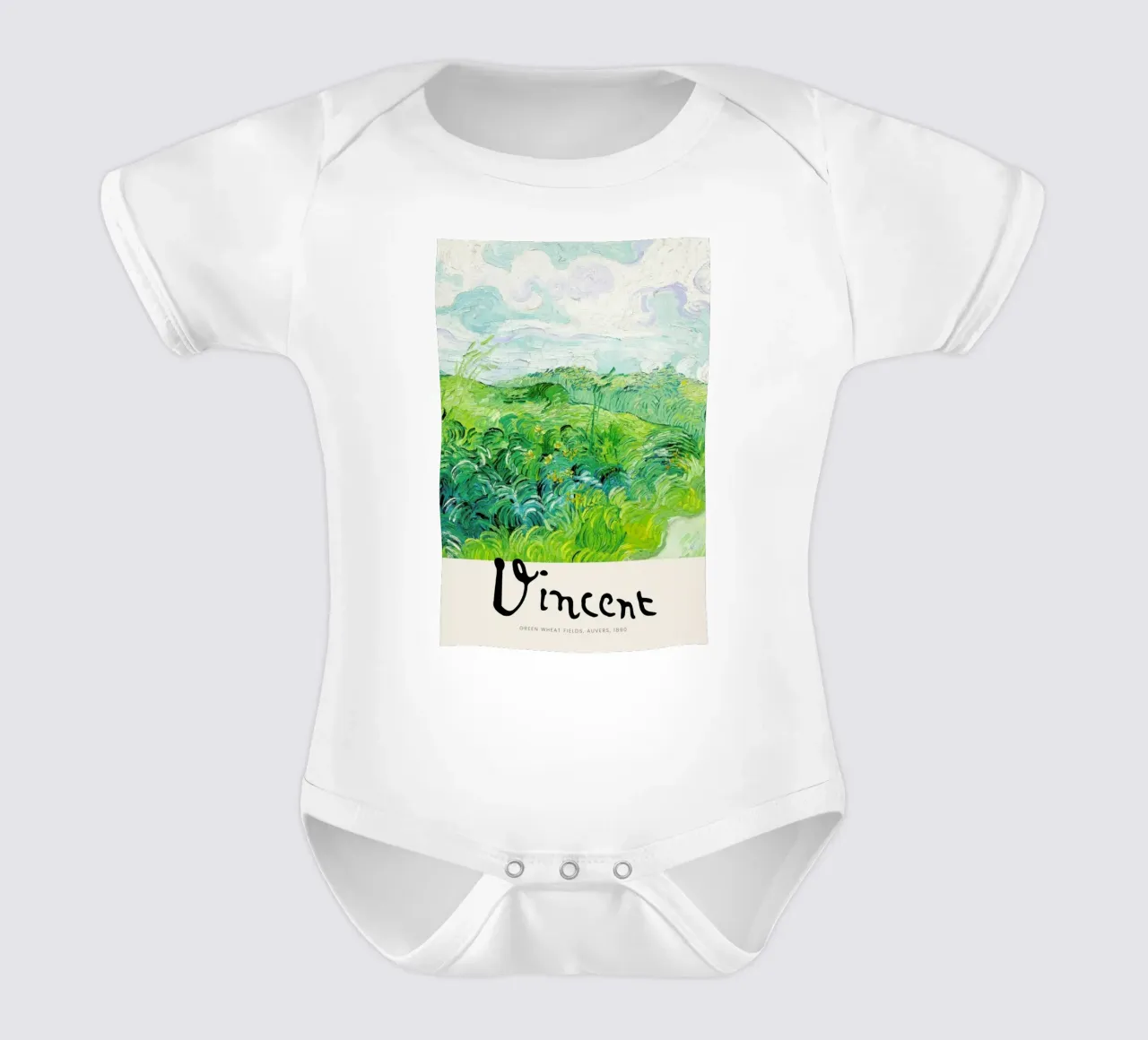 Signed, Vincent – Green Wheat Fields 2 body neonato maniche corte da Vintage by JUNIQE