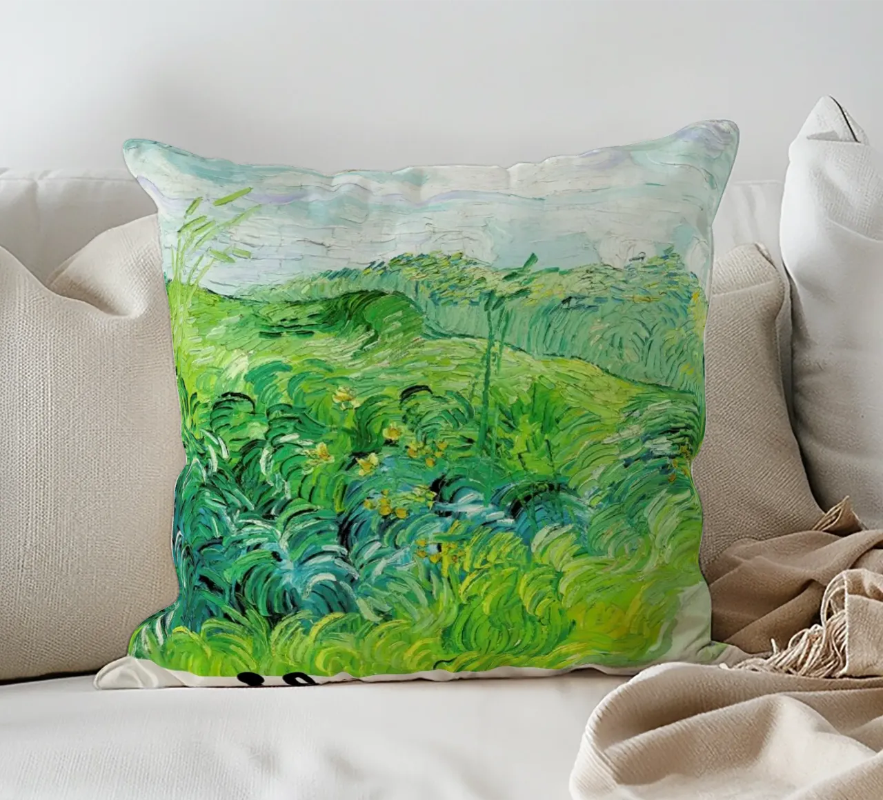 Signed, Vincent – Green Wheat Fields 2 cuscino da Vintage by JUNIQE