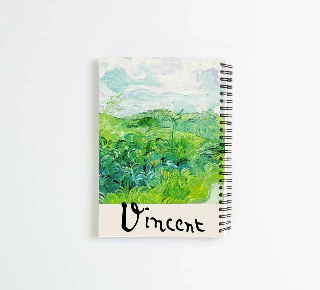 Signed, Vincent – Green Wheat Fields 2 spiral notebook by Vintage by JUNIQE